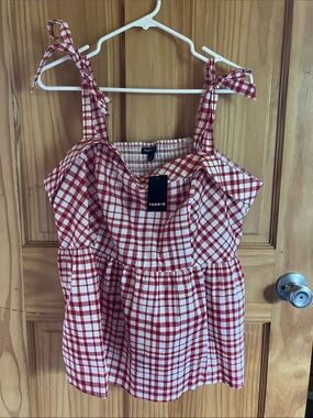 Torrid Red and White Tie-Shoulder Top